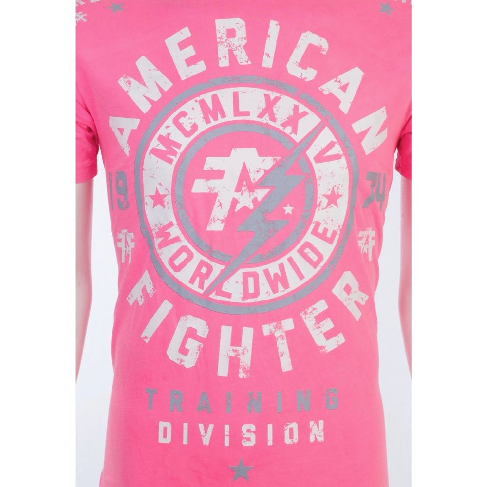 AMERICAN FIGHTER Men's T-Shirt MADISON Athletic Biker GYM Pink MMA - Picture 9 of 10